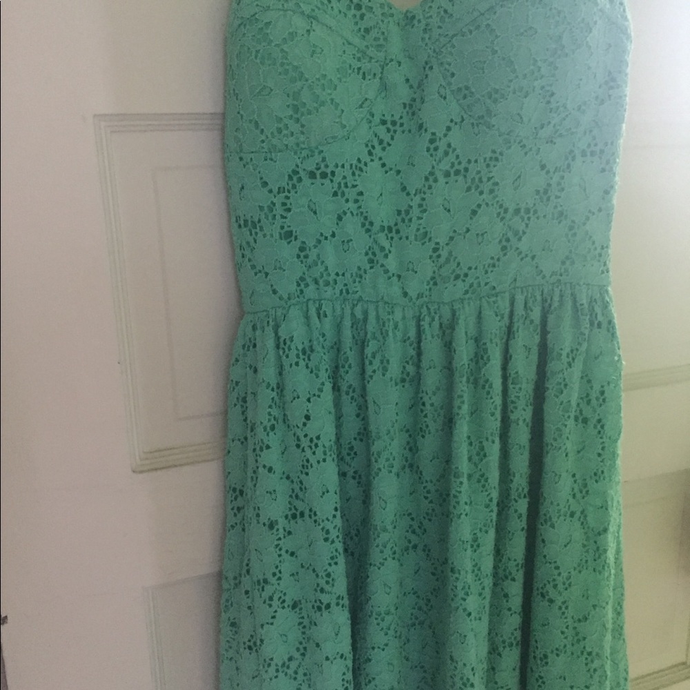 Teal, lace dress with an open lace back - Picture 3 of 5